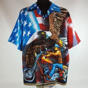 Sapphire Lounge Button Up Shirt, Mens Medium, USA